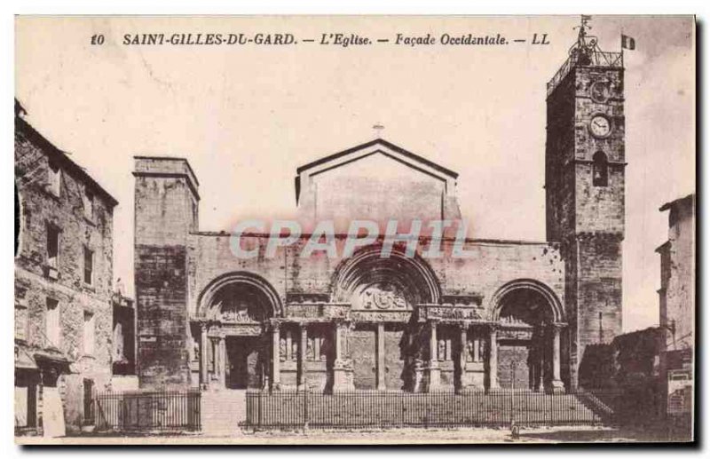 Postcard Old Saint Gilles Gard Church Facade West