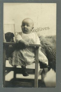 RPPC c1910 LITTLE GIRL Boy TEDDY BEAR Sitting in CHAIR posing NEW YORK Jersey