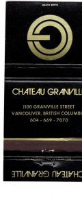 Chateau Granville, Hotel, Vancouver British Columbia, Matchbook Cover