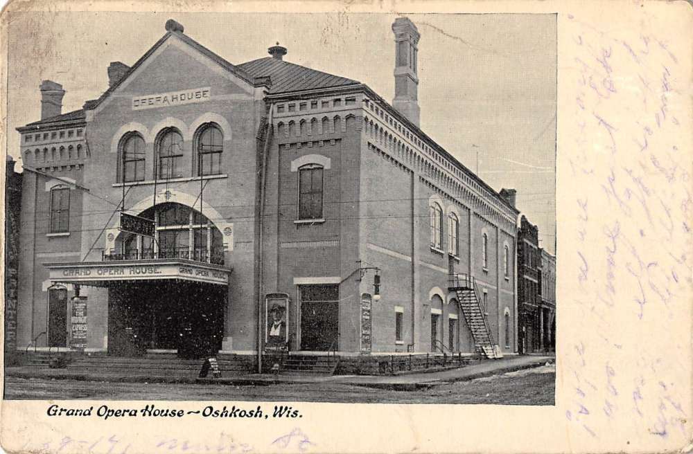 Oshkosh Wisconsin street scene outside Grand Opera House antique pc
