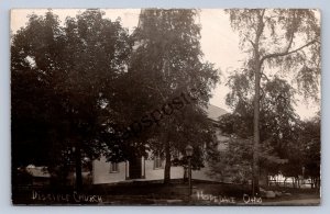 J87/ Hopedale Ohio RPPC Postcard c1910 Disciple Church Building Cadiz 1796