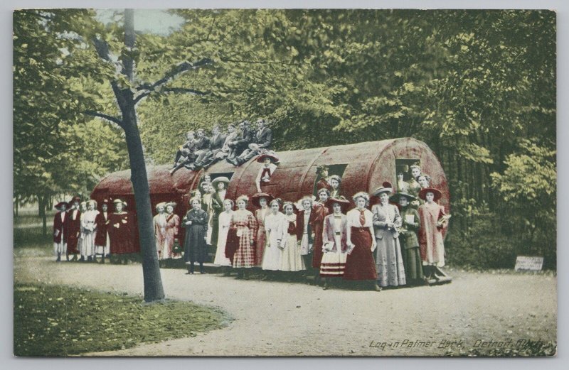 Detroit Michigan~Crowd @ Log In Palmer Park~Vintage Postcard 