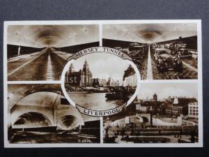 Merseyside LIVERPOOL Mesrey Tunel 5 Image Multiview c1935 RP Postcard G2979