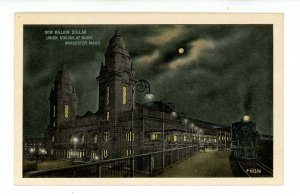 MA - Worcester. Union Railroad Station at Night