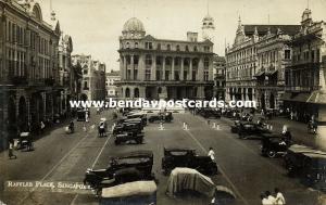 singapore, Raffles Place, Old Cars (1910s) RPPC