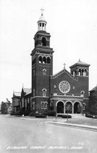 RPPC St. Josephs Church, Beatrice, Nebraska Vintage Photo Postcard 1940s