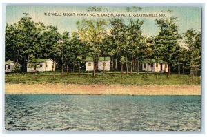 1952 The Wells Resort Hiway No. 5 Lake Road No. 8 Gravois Mills MO Postcard
