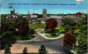 Vtg 1930s Toronto University and Hart House Campus View Toronto Canada Postcard