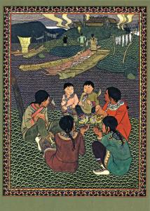 Children Twins Village Nanai Amur Fairy Tale 赫哲族 Far East Modern Postcard