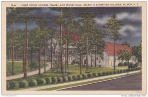 Howard Chapel & Kinsey Hall at Night, Atlantic Christian College, Wilson, Nor...