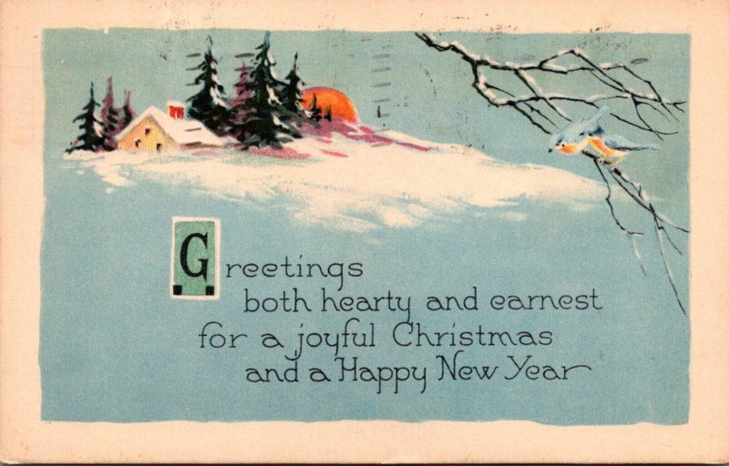 Merry Christmas With Winter Scene 1926