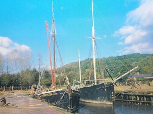 Boats Garlandstone and Beatrice Maud at Morwellham Quay Devon Vintage Postcard