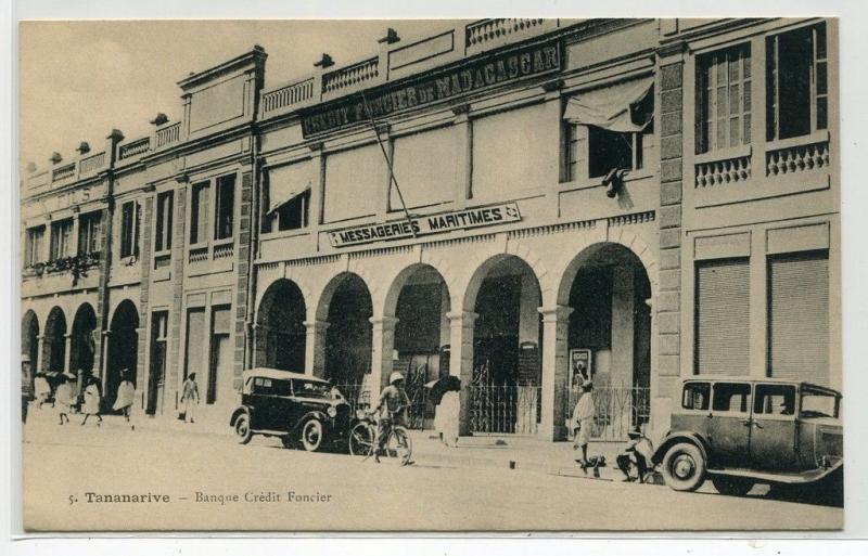 Banque de Credit Foncier Cars Tananarive Antananarivo Madagascar 1910s postcard