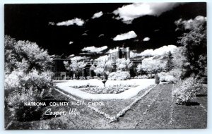 RPPC CASPER, WY Wyoming ~ NATRONA COUNTY HIGH SCHOOL c1950s  Postcard