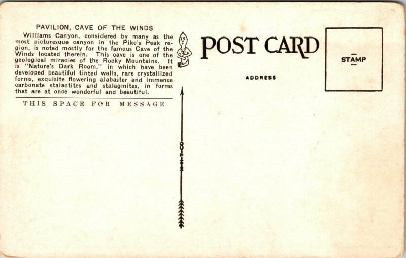 1930s Travel Postcard Pavilion Cave of the Winds Manitou Colorado Pikes Peak