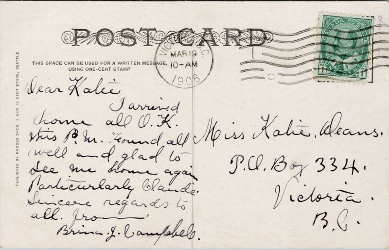 Seattle WA Madrona Park c1908 Postcard E90