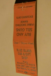 Blue Island Gun and Gift Shop Illinois 20 Strike Matchbook Cover