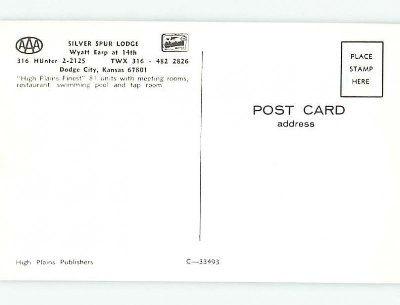 Pre-1980 OLD CARS & SILVER SPUR LODGE MOTEL Dodge City Kansas KS ho5332@