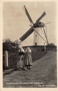 Lot 43 Walloon costumes types zeeland netherlands child windmill real photo