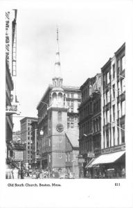 Boston Massachusetts~Street View~Old South Church~Scott&Co~Boston Transcipt~RPPC