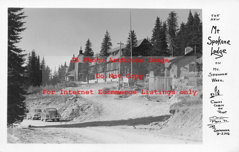 WA, Mount Spokane, Washington, RPPC, Mt Spokane Lodge, Cook's Cabin, Photo