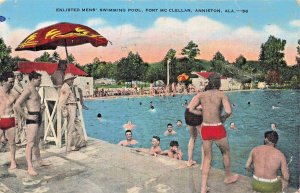 ANNISTON AL~FORT McCLELLAN-ENLISTED MEN SWIMMING~WW2 MILITARY FREE POST POSTCARD