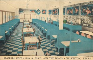 1940s Galveston Texas Seawall Cafe occupation interior Beals Postcard 25-11997