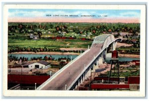 c1940s Bird's Eye View Of New Long Allen Bridge Shreveport Louisiana LA Postcard