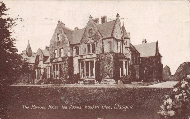 GLASGOW SCOTLAND UK ROUKEN GLEN MANSION HOUSE TEA ROOMS REB SERIES POSTCARD 1919