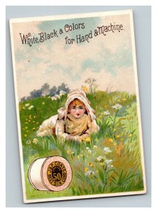 Vintage 1880's Victorian Trade Card J & P Coats Thread - 1887 Calendar on Back