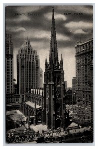 Trinity Church New York CIty NYC NY UNP Unused B&W DB Postcard N23