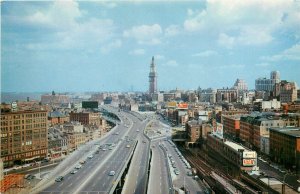 Postcard 1950s Massachusetts Boston Custom House Fitzgerald Expressway 24-5014