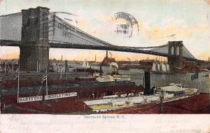 Brooklyn Bridge, New York, Early Postcard, Used in 1906