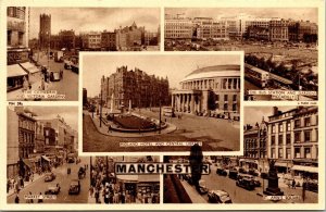 Manchester England Cathedral Market Street Midland Bus Station St Ann Postcard 
