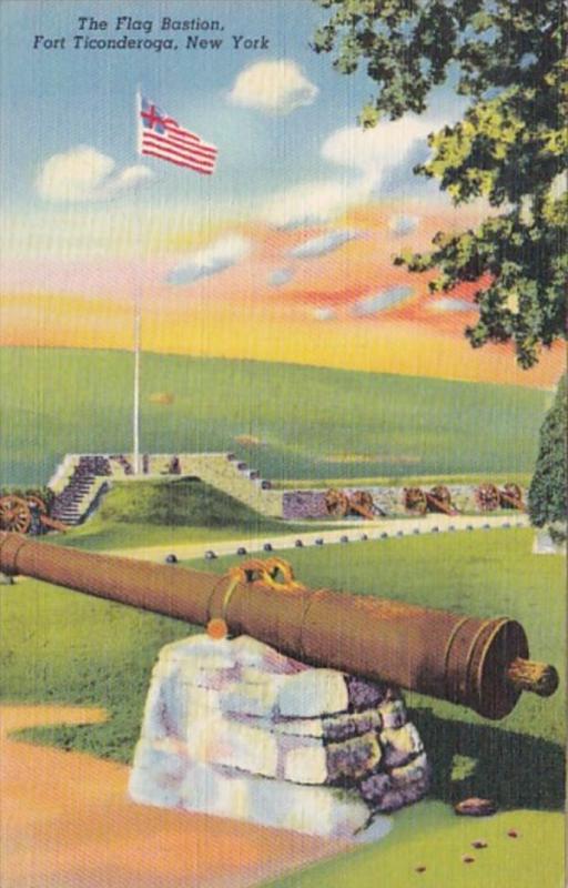 New York Fort Ticonderoga The Flag Bastion 1955 Curteich