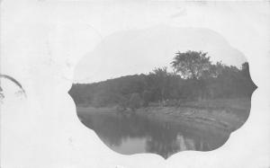 Cherokee Iowa~People Standing along River Bank~Note Bk~1908 RPPC-RPO RR Postmark