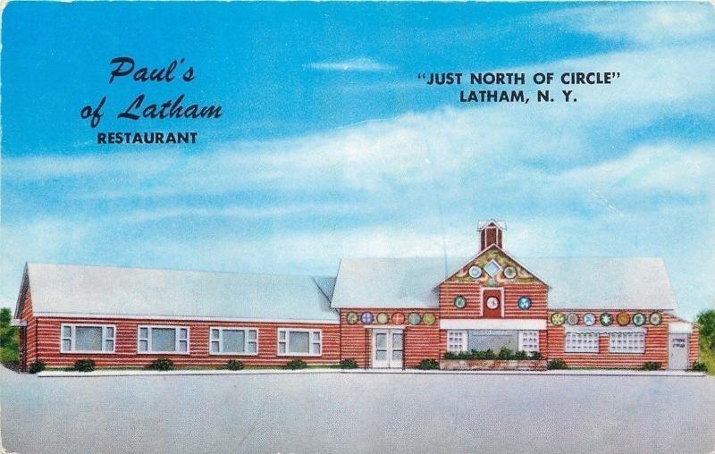 Latham New York~Paul's of Latham Restaurant~Dutch Hex Signs~1950s Postcard