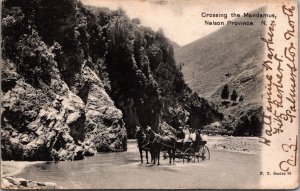 New Zealand Crossing the Mandamus Nelson Province Vintage Postcard C029