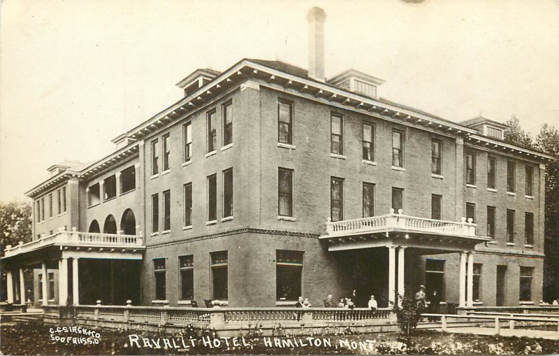 RPPC Postcard Ravalli Hotel Hamilton Montana, CC Sirck & Co Photo Soo Falls SD