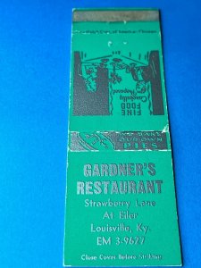 Vintage Matchbook Cover Gardner's Restaurant Louisville, Kentucky MB164