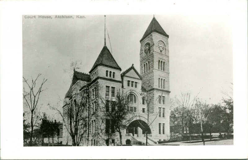 Vintage ~1940s Kodak Real Photo Postcard RPPC Atchison KS County Court House