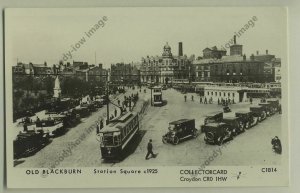 pp1018 - Lancs. Blackburn - Station Square with Trams & Cars   - Pamlin postcard