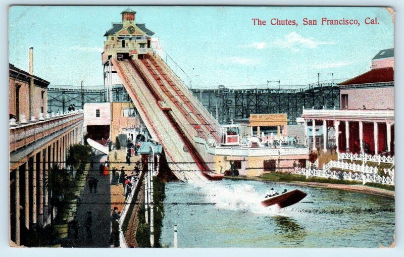 SAN FRANCISCO, California CA  The CHUTES & ROLLER COASTER   1908 Postcard