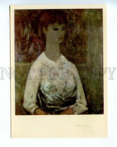 532944 USSR 1960s Lithuania artist Marija Cvirkiene girl a white blouse postcard
