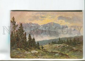 482074 MULLER Mueller HUNTER & Dog Setter HUNT Vintage postcard Erika #3830