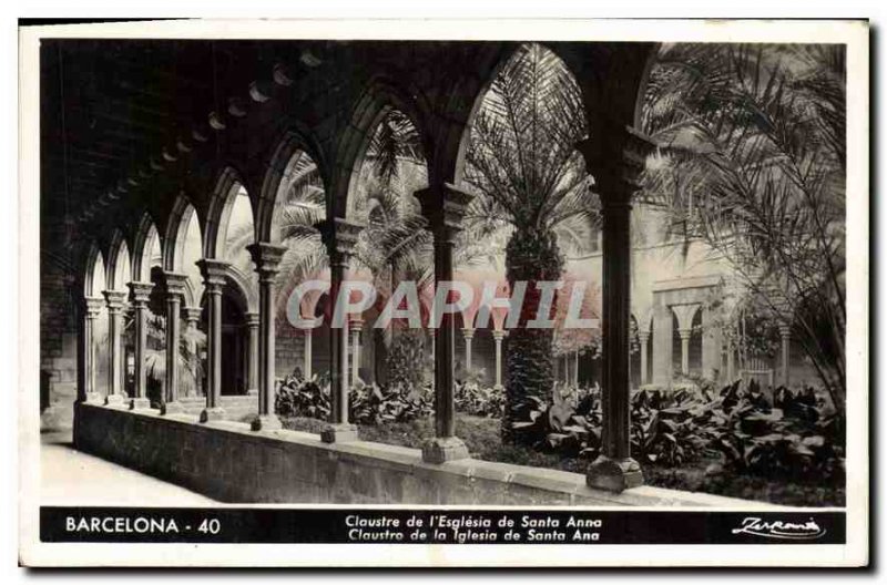 Old Postcard Barcelona Claustre of Esglesia de Santa Anna