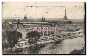 Old Postcard Paris Panorama towards the new station d & # 39Orleans Eiffel Tower