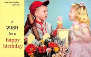  Base Ball Baseball Postcard Happy Birthday