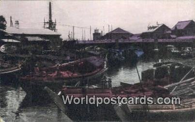 Native Boats at the Bridge Yokohama Japan Unused 