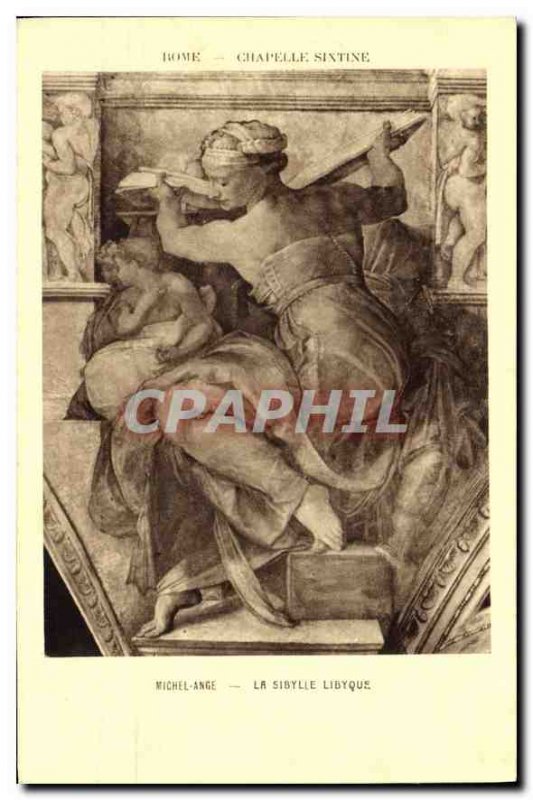 Postcard Ancient Rome Sistine Chapel Michelangelo's Libyan Sibylie